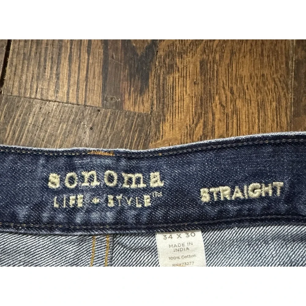 Sonoma Life-Style Straight Jeans Men's Size W34xL30 Blue Low‎ Rise